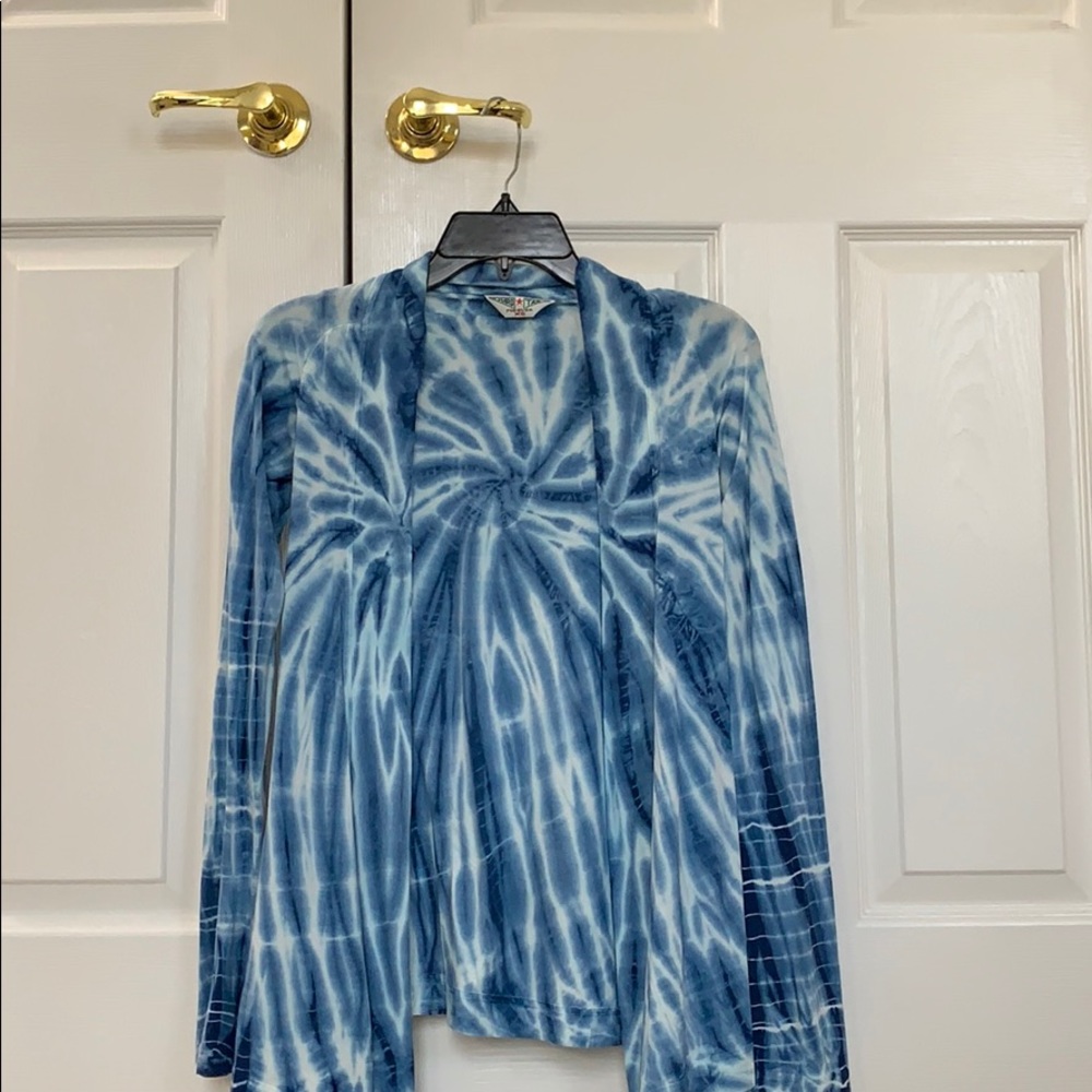 Blue and white tie dye cardigan